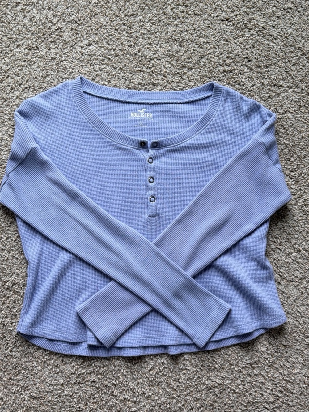 Hollister Lavender waffle knit Henley Long Sleeve Top